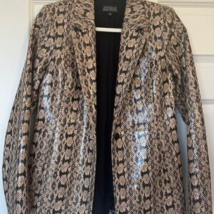 Danielle Bernstein Black and Tan Snake Print Blazer